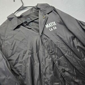 Matix Compton Surf Club Coaches Jacket Mens XL Black Nylon Windbreaker LA CA